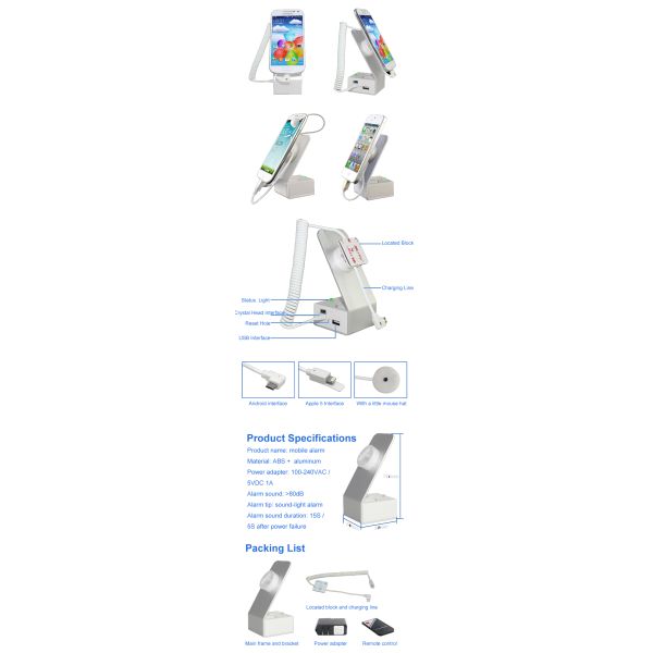 Security Mobile Phone Anti Theft Display Holder , White Tablet Security Lock