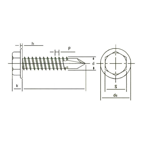 SUS410 Hex Head Self Drilling Sheet Metal Screws Point NO.5 Hi-Teks BSD Threading