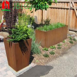 China 1/6 Outdoor Flower Pot Corten Steel Cube Planter Box 2mm Thickness High Strength on sale