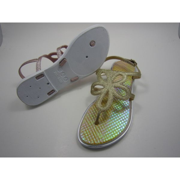 Laser Flower-shaped Summer Women Beach Flat PVC Thong Sandals TIANO