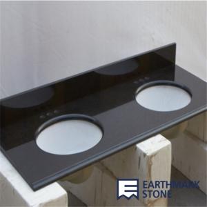 Cheap Absolute Black Granite Bathroom Vanity Top with Double Sinks wholesale