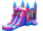 Commercial Grade Bounce House Slide Combo , Pink Princess Girls Big Bounce House