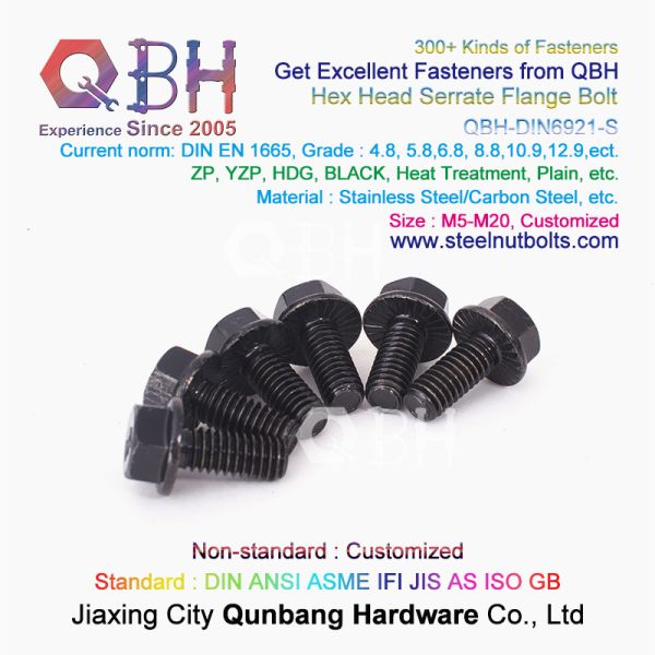 QBH DIN 6921 Gr. 4.8/6.8/8.8/10.9/12.9 Carbon SS304 SS316 Stainless Steel Toothed Flange Self Locking Lock Bolt