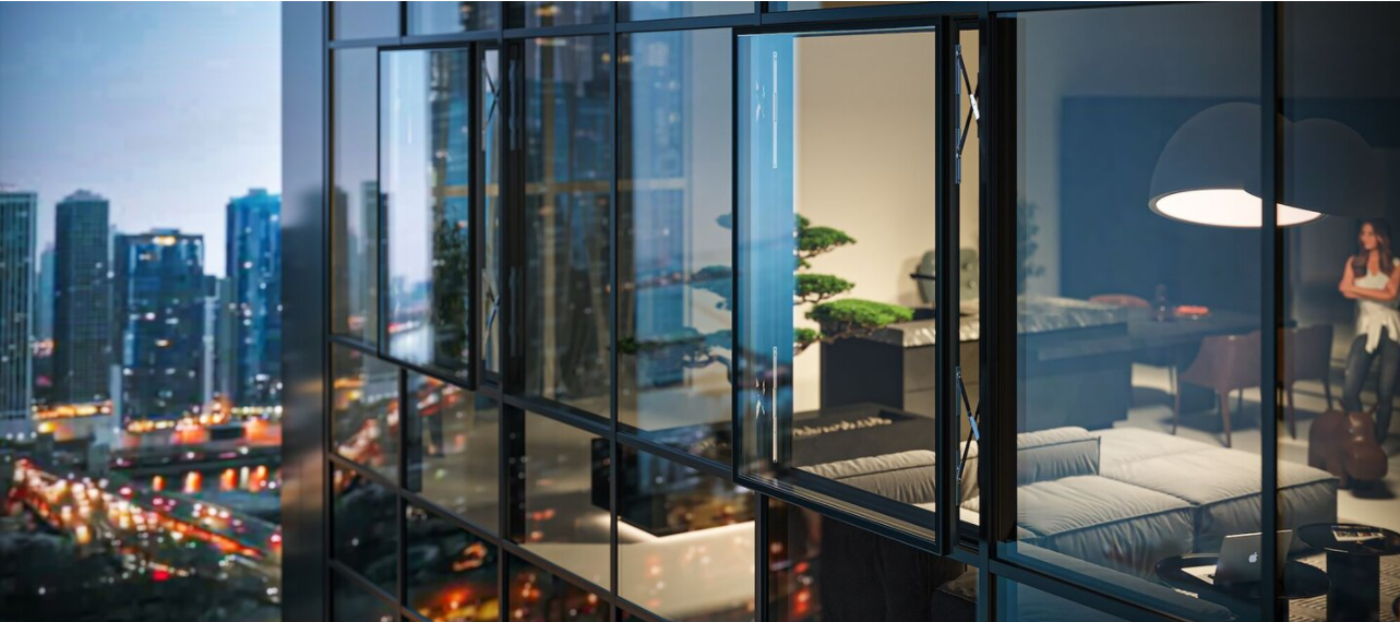 Unitized Glass Curtain Wall Facade Waterproof Double Tempered Glazing