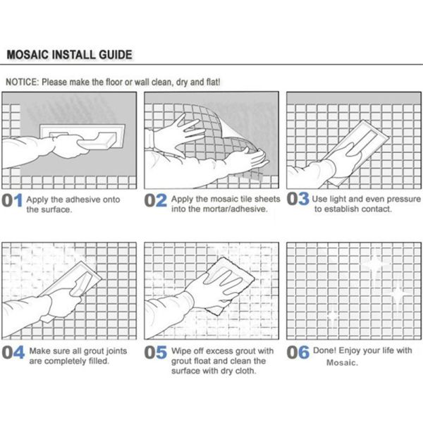 Glossy 6mm Ceramic Pool Mosaic Tiles Sky Blue White 300x300mm