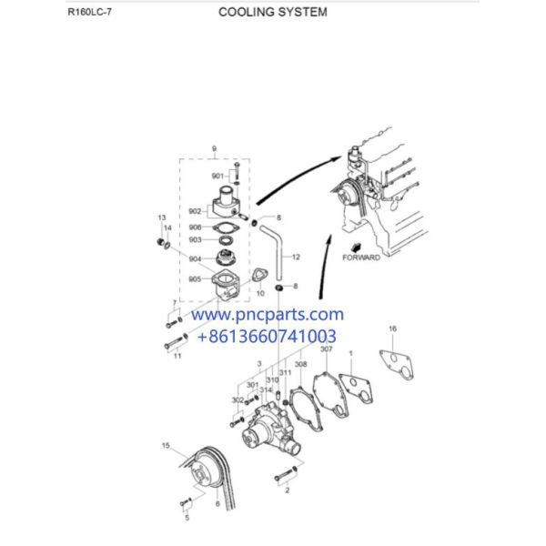 32B45 05021 XJAF 02693 Hyundai Spare Parts R170W-7 Water Pump Assy 32B45 05021 XJAF 02693 Hyundai Spare Parts R170W-7 Water Pump Assy