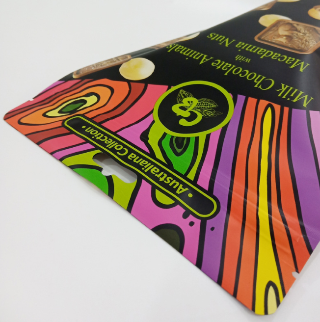 Mylar Inner VMPET Stand Up Chocolate Packaging Bags Top Zipper Water Proof