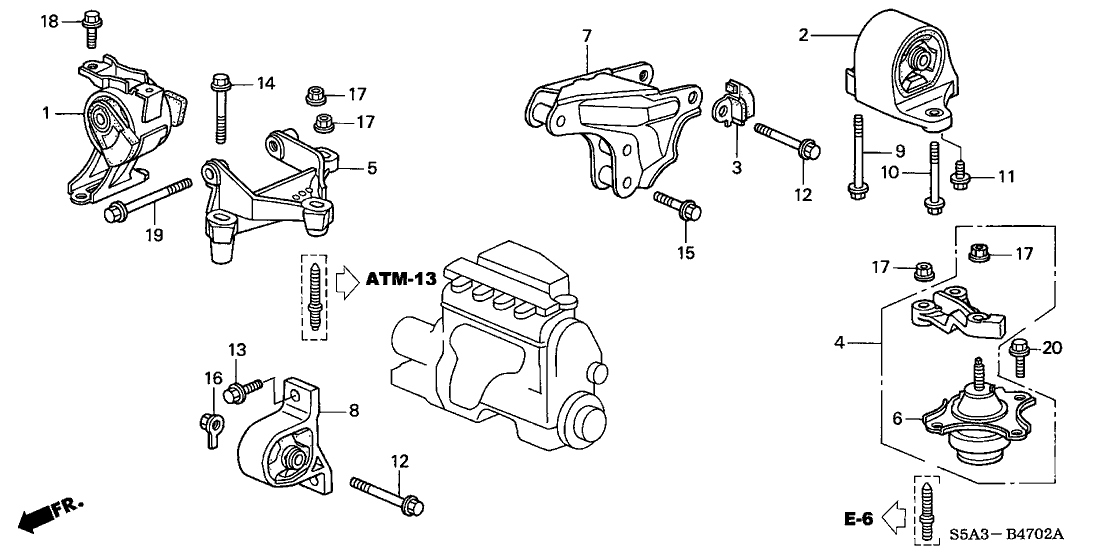 Front Left Rubber Engine Mount Honda Civic Acura 2002-2005 2.4L OEM: 50821-S5A-A07