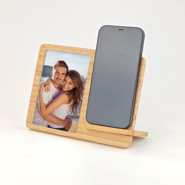 Bamboo Wooden Sublimation Picture Frame DIY Custom Logo With Wireless Charger Wood Sublimation Photo Frame