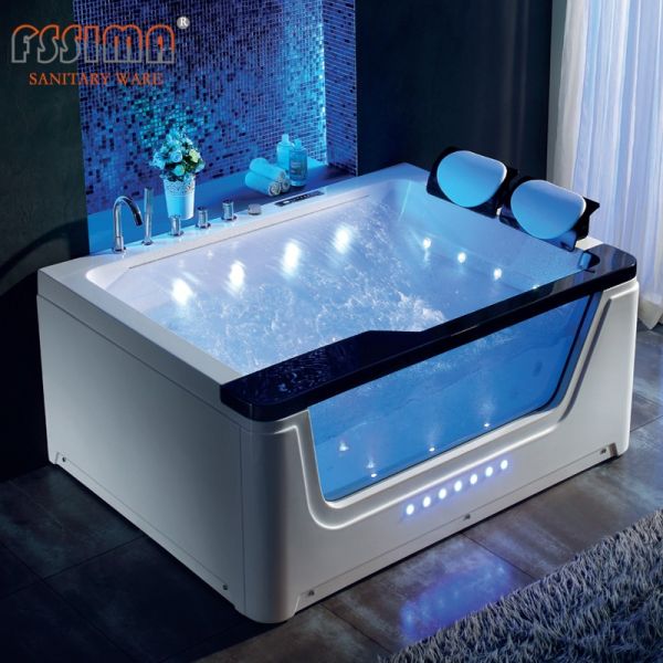 1700*1300*680 Jacuzzi Waterfall Corner Whirlpool Bathtub For Two With LED Light