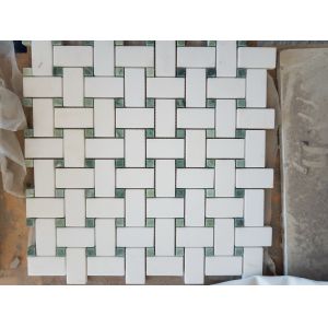 Carrara White Bathroom Marble Mosaic Tile Chevron Pattern SGS Standard