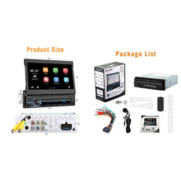 Video Single Din Car Stereo 6RCA Rear Camera Retractable Single Din Touch Screen