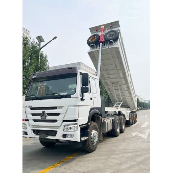 Durable Steel 4 Axles Rear Dump Semi-Trailer with Wabco Brake System