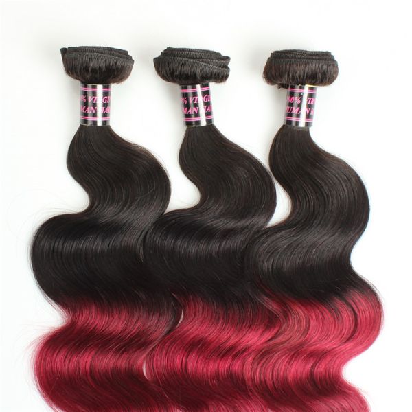 Unprodussed Remy Indian Virgin Hair Weft Body Wave Ombre Color 1B/99J