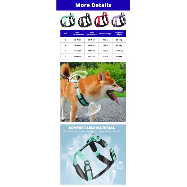 Polyester Dog Harness For Puppy Adjustable Nylon Pet Chest Back Traction Rope