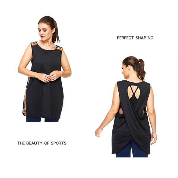 Long Style Women'S Plus Size Yoga Wear Plus Size Sleeveless Tops 180g