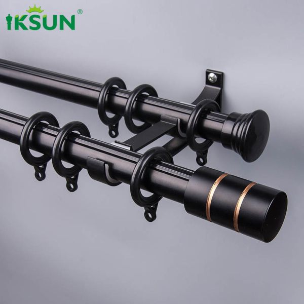 6.7m Double Aluminium Curtain Rod Wall Mount Anodized Treatment