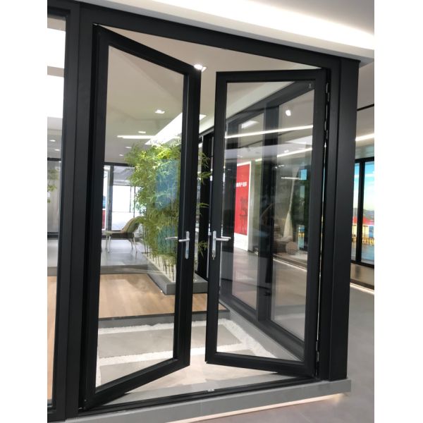 Grey Anodized Aluminium Casement Door Two Side Open For Building
