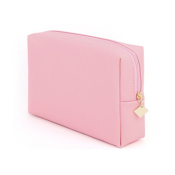 Pink Zippered Cosmetic Bag , Custom Print Small Pink Beautiful Makeup Bags