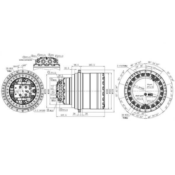 TM40VC Final Drive Motor 31N6-40010 31N6-40050 31EM-40010 31EN-42000 XKAH-00901 For Hyundai Excavator