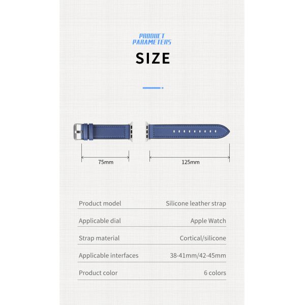 22mm Silicone Leather Watch Strap for iWatch Series 6 5 4 3 2 1 SE Luxury and Durable