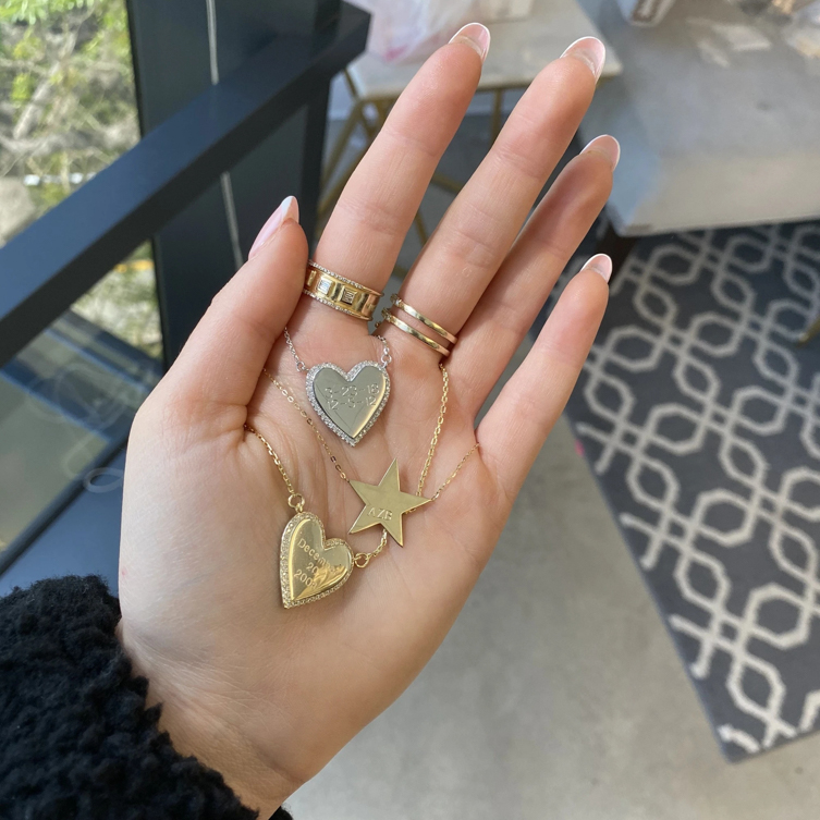 White CZ Heart Necklace 16" Personalised Love Heart Necklace