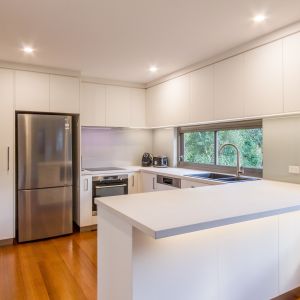 Matte Creamy White PVC Kitchen Cabinet U Shaped Kitchen Units