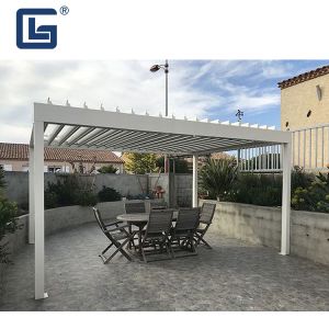 Cheap IP67 Rainproof Electric Louvered Pergola Waterproof Retractable Roof PVDF Coating wholesale