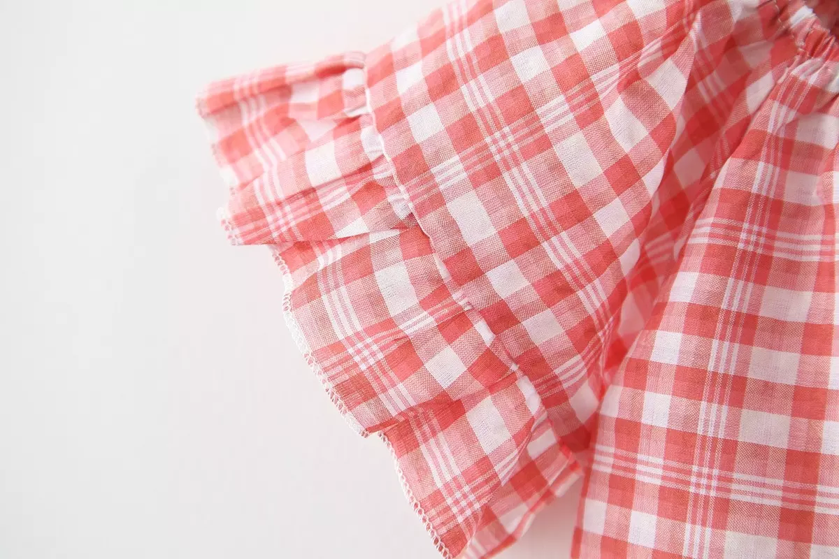 39in Plaid Suit Cute Children'S Outfit Sets Clothes Denim Shorts Oem Short Sleeved