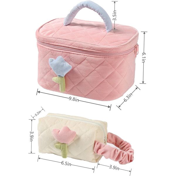 Soft Corduroy Makeup Bag Set Makeup Bag Organizer Bag Large Shock-proof Cute Makeup bag Suitable for la