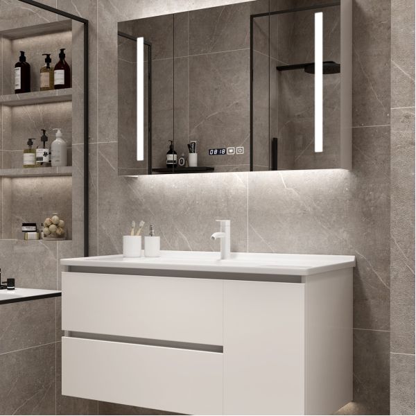 Environment Friendly Painted Bathroom Vanity Unit 800mm Mirror lighted
