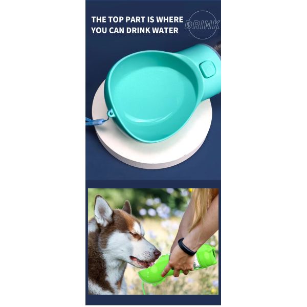 4 In 1 Dog Travel Bottles Leak Proof Portable Dog Water Dispenser Multifunctional With Poop Bag