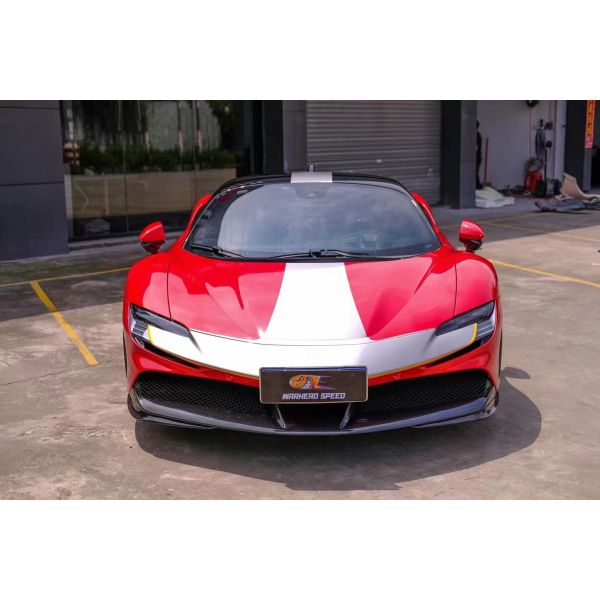 For Ferrari SF90 Dry Carbon Fiber Body Kit SF90 OEM Style Carbon Fiber Front Lip Diffuser Spoiler Side Skirt