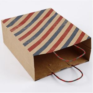 150GSM Twisted Handle Brown Printed Kraft Paper Bags