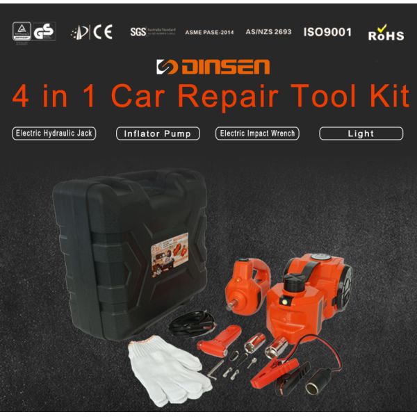 Mini Portable 3 Ton Electric Car Jack Kit With Lithium Battery And Digital Gauges