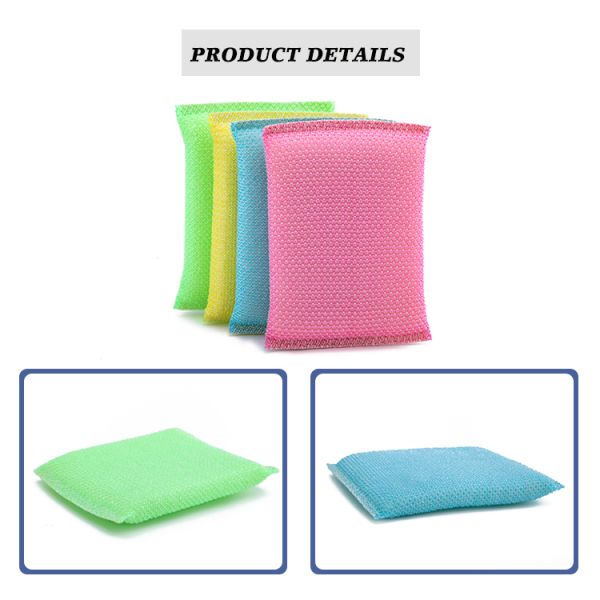 Wire Net Kitchen Cleaning Scourer 750% High Water Absorption Mesh Dish Sponge