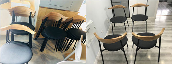 New Horn Metal Frame Dining Chairs Black Legs Fashion Restaurant 41x47x78cm