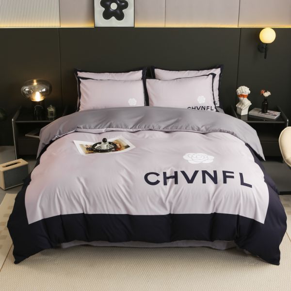 50 Fabric Count Brushed Cotton 4-In-1 Bedding Set White King Size Duvet Cover Bed Sheet