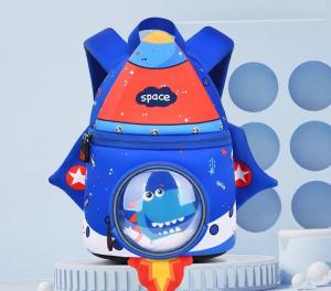 China rocket  shape SBR  children backpack  3D Neoprene education bag   soft kindergarten bag  light girl backpack on sale