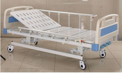 Integrated Manual ABS Adjustable Hospital Bed ICU Cot With IV Pole