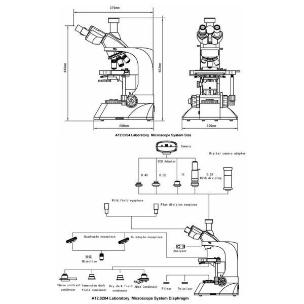 WF10X Cordless Polarizing Compound Optical Microscope Trinocular A12.0204