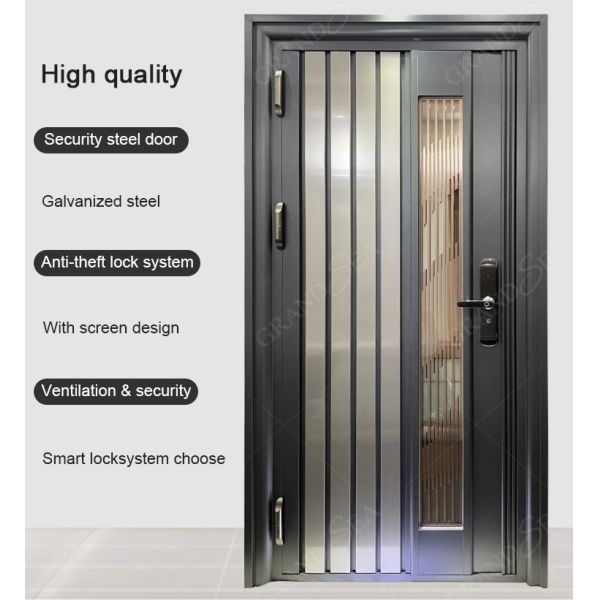 New Listed Modern Style Double Leaf Safety Emergency Exit Metal Door Fire Rated Strong Stainless Steel Door