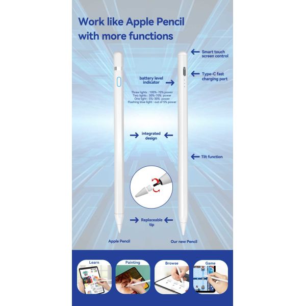 5 Minutes Smart Shutdown Digital Stylus Pen For Tablet Column Shape Customized