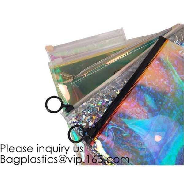 Printing Zipper Plastic Foil k Packaging Hologram Laser Holographic Aluminum Foil Folding Pouch Bags For Jewelry