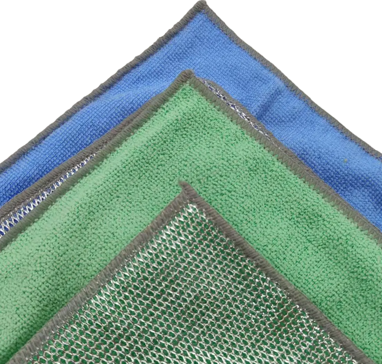 Green Silver Powder Composite Cleaning Cloth Durable Quick-Dry