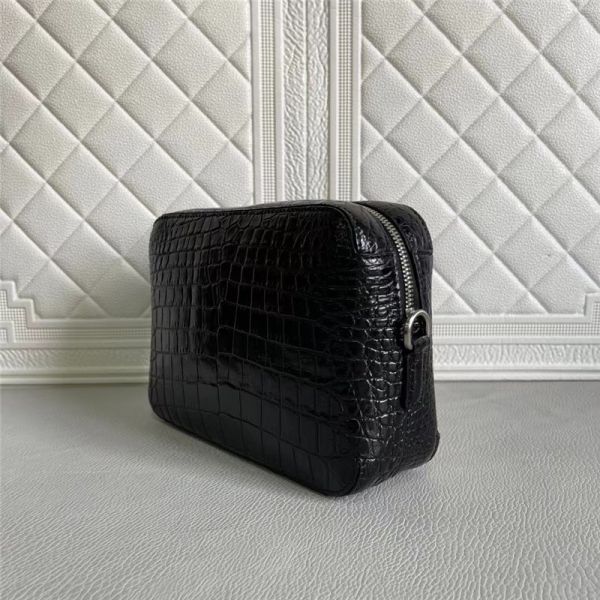 Genuine Crocodile Belly Skin Men Small Flap Bag Waistlets Clutch Purse Exotic Real Alligator Leather Male Shoulder Bag