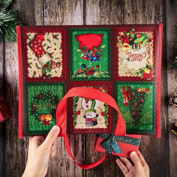 Non Woven Shopping Reusable Gift Bags Christmas Non Toxic With Handles
