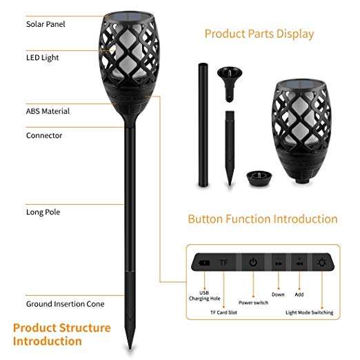 Garden Landscape Lighting Solar Powered Outdoor Speakers Dancing Flashing Solar Lights