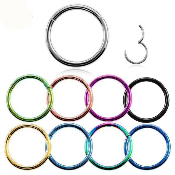 Titanium Hinged Segment Nose Ring 16g&14g Nipple Clicker Ear Cartilage Tragus Helix Lip Piercing Unisex Fashion Jewelry