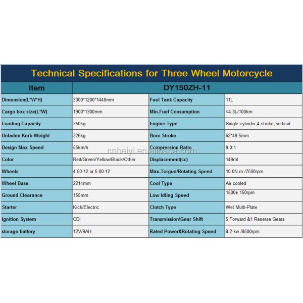 Chopper 151cc Trike 150cc Dayun Motorcycle Cargo Motorized 1.8*1.2 Rear Leaf Springs 4 3